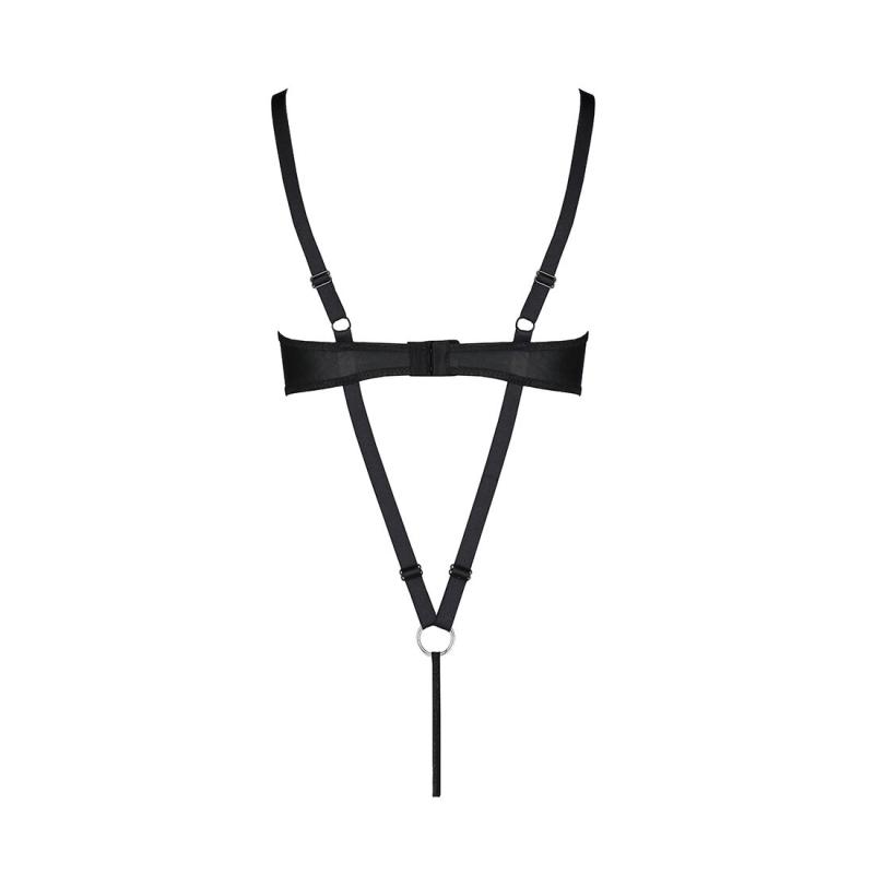 SO6404 Боди из экокожи CELINE BODY black S/M — Passion: с доступом, открытый