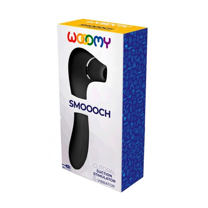 SO7410 Вакуумный стимулятор с вибрацией Wooomy Smoooch Black Clitoral Suction & Vibration