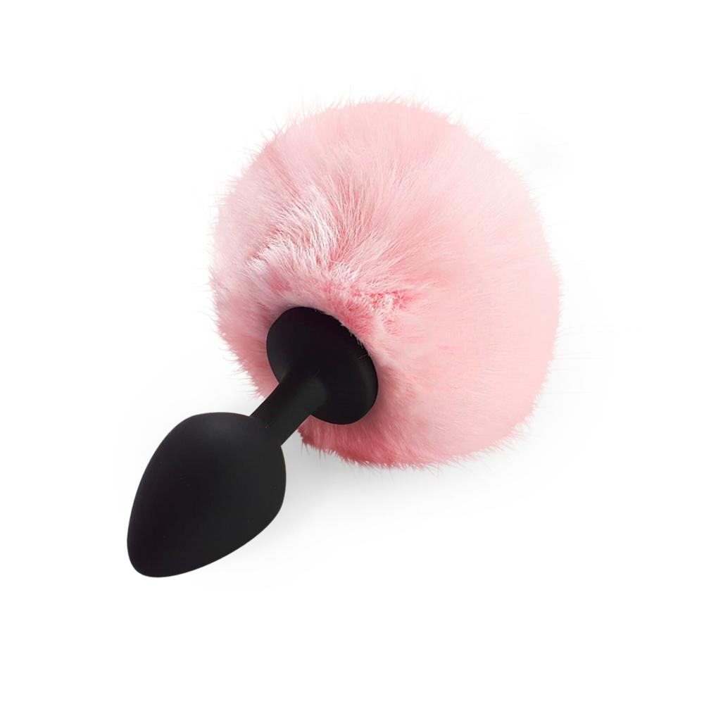SO6693 Силиконовая анальная пробка М Art of Sex - Silicone Bunny Tails Butt plug Pink, диаметр 3,5 см