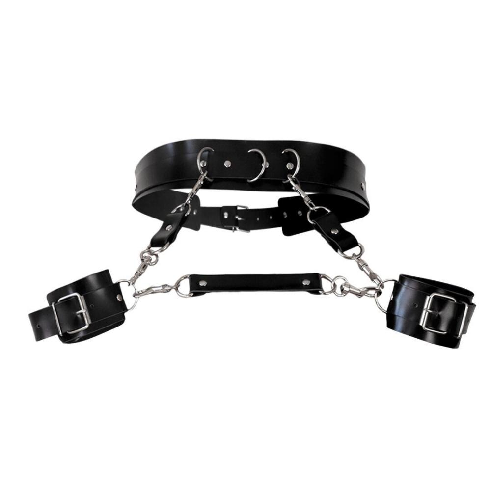 SO8297 Кожаный пояс с наручниками Art of Sex - Kasta, Черный L-2XL