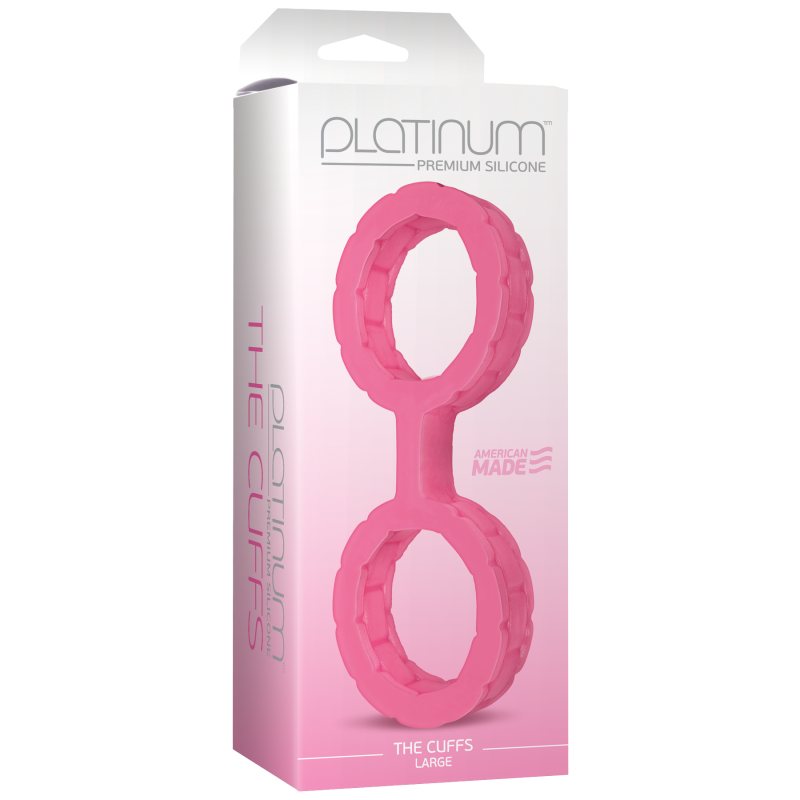 SO1968 Наручники из силикона Doc Johnson The Cuffs Large - Pink, хорошо тянутся, для рук и для ног
