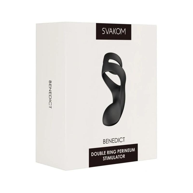 SO6300 Двойное эрекционное кольцо Svakom Benedict Black со стимуляцией промежности