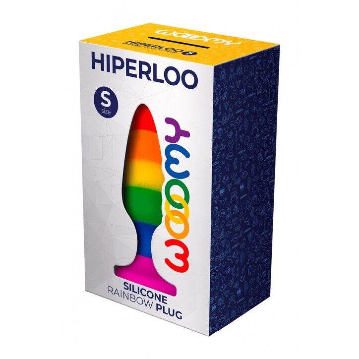 SO7424 Силиконовая анальная пробка Wooomy Hiperloo Silicone Rainbow Plug S, диаметр 2,4 см, длина 9 см