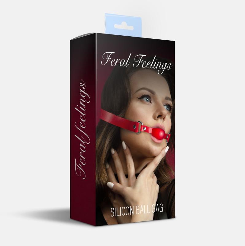 SO8267 Кляп силиконовый Feral Feelings Silicon Ball Gag Red/Red, красный ремень, красный шарик