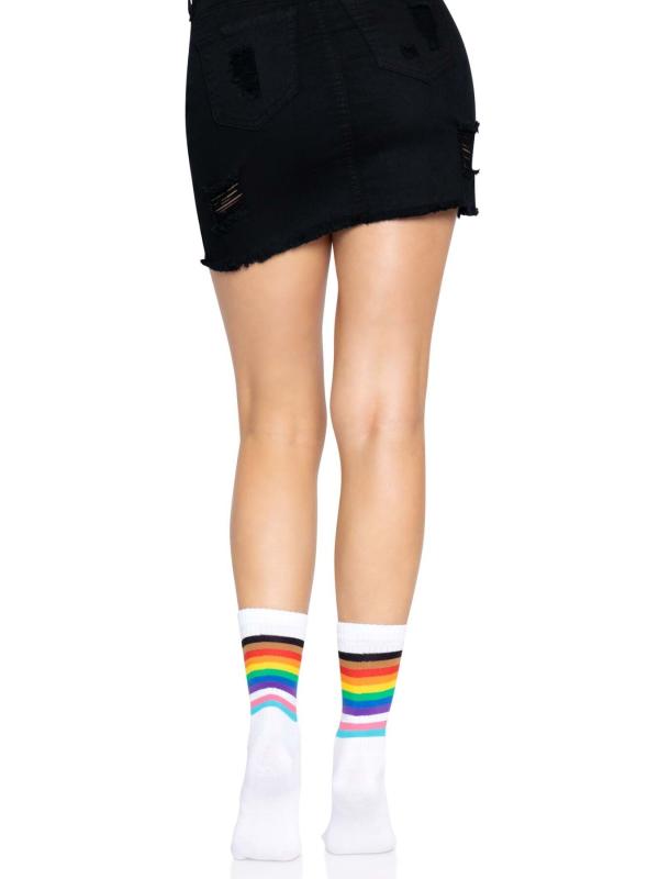 SO8584 Носки женские в полоску Leg Avenue Pride crew socks Rainbow, 37–43 размер