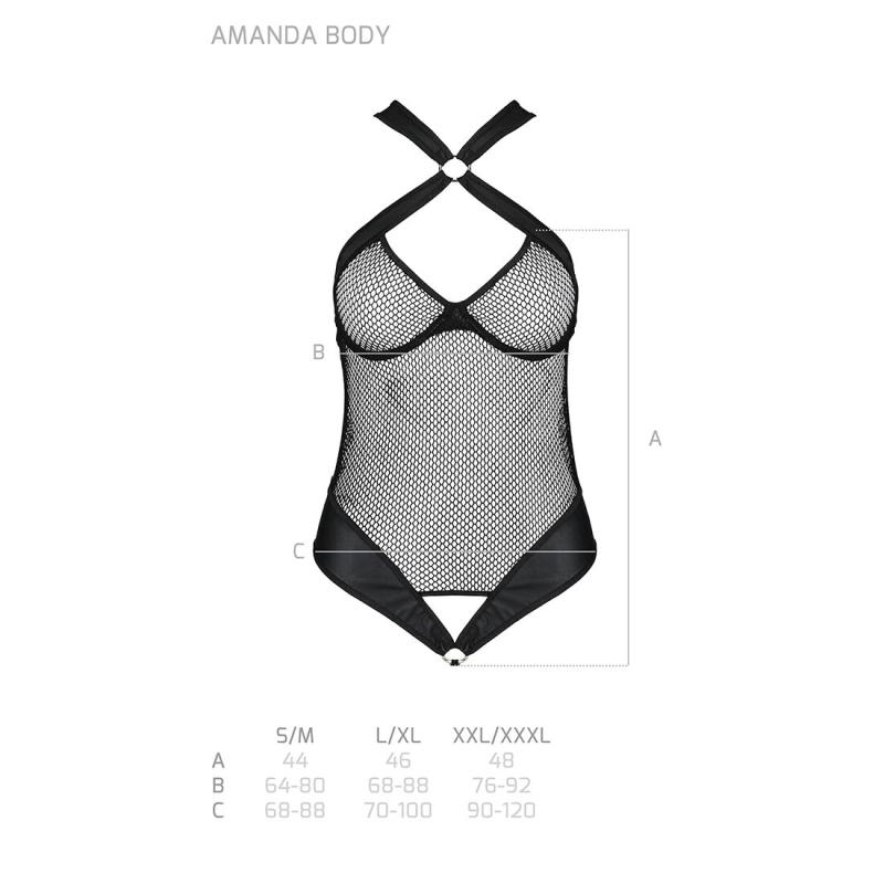 SO5315 Сетчатый боди с халтером Amanda Body black L/XL - Passion