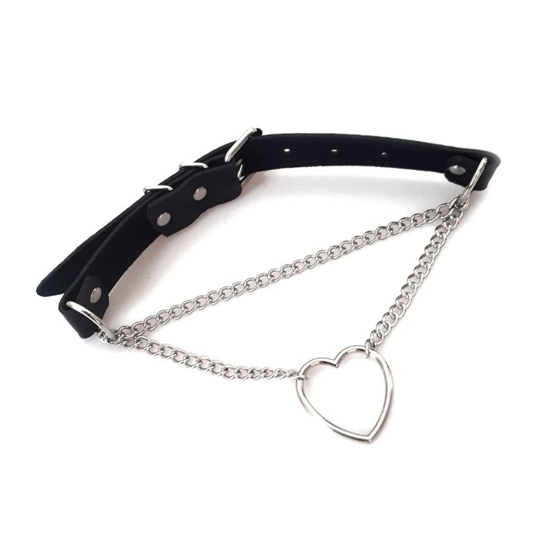 SO6799 Чокер на шею Сердце Art of Sex - Paris, из натуральной кожи, цвет Черный