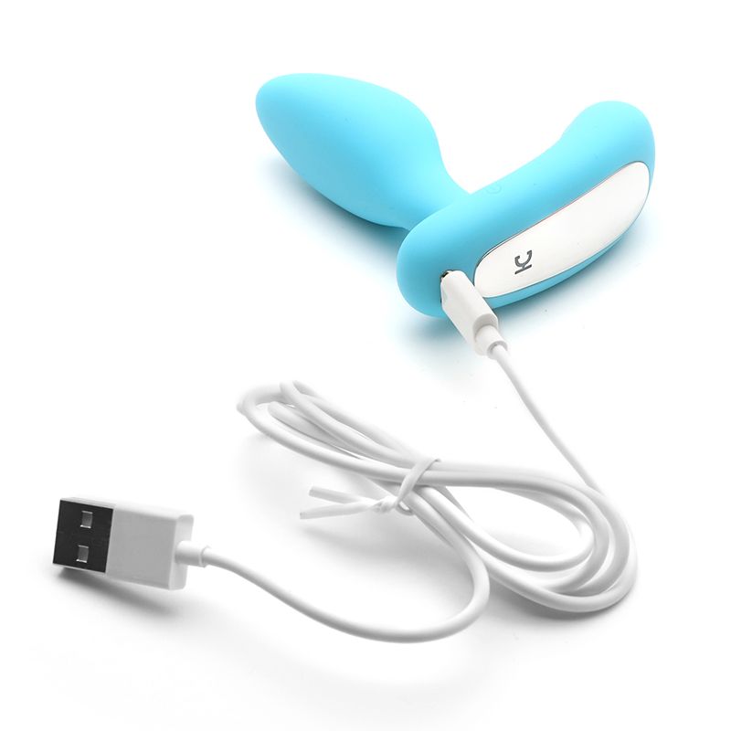 SO3767 Вибропробка и массажер простаты 2в1 KISTOY Gordon Blue с пультом ДУ, гибкая ножка