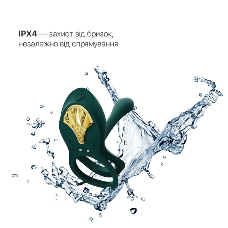 SO6644 Смарт-эрекционное кольцо Zalo BAYEK Turquoise Green, двойное с вводимой частью, пульт ДУ