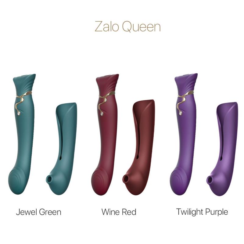 SO6662 Смартвибратор 3в1 Zalo — Queen Wine Red, пульсирующая жемчужина и вакуум, кристалл Swarovski