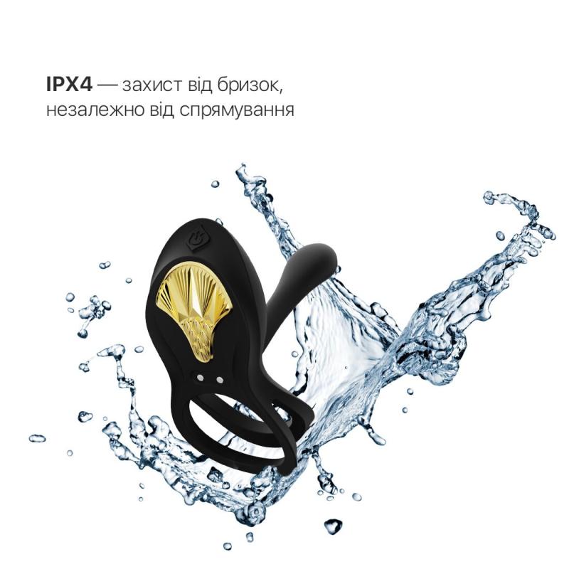 SO6646 Смарт-эрекционное кольцо Zalo - BAYEK Obsidian Black, двойное с вводимой частью, пульт ДУ