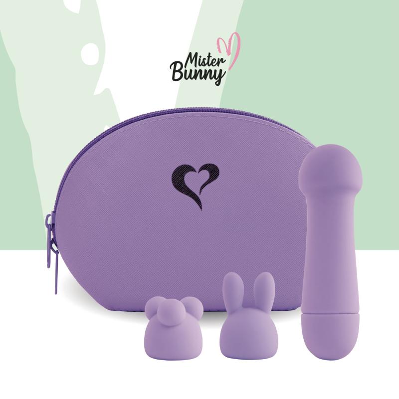 SO4439 Мини-вибратор FeelzToys Mister Bunny Purple с двумя насадками