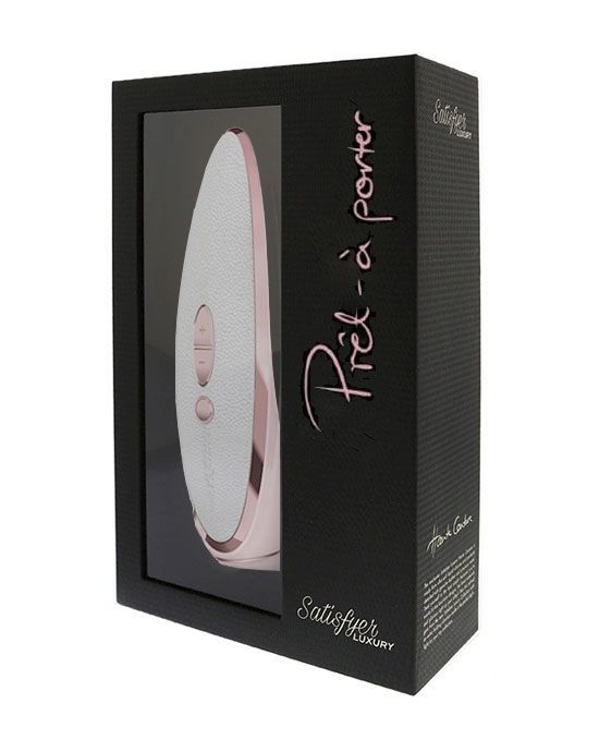 SO2467 Люксовый вакуумный стимулятор Satisfyer Luxury Pret-a-Porter White со вставкой из кожи