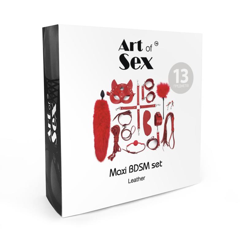 SO7139 Набор Art of Sex - Maxi BDSM Set Leather, 13 предметов, натуральная кожа, Черный