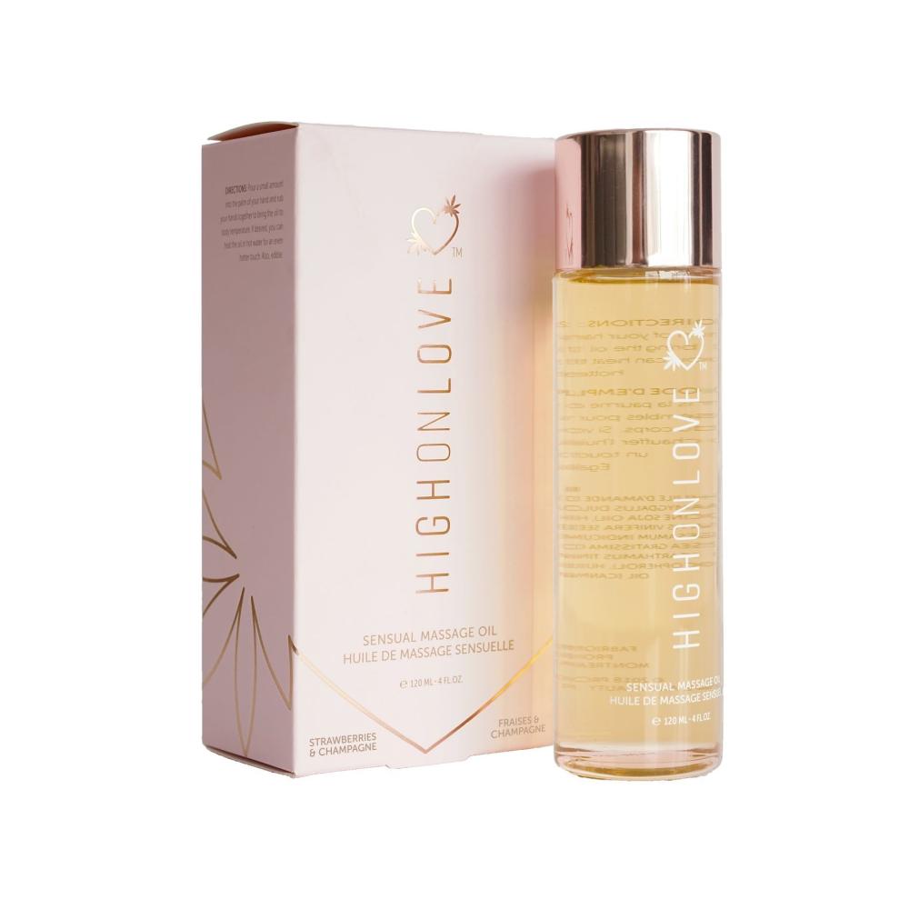 SO3052 Массажное масло HighOnLove Massage Oil - Strawberry & Champagne (120 мл) с маслом семян конопли