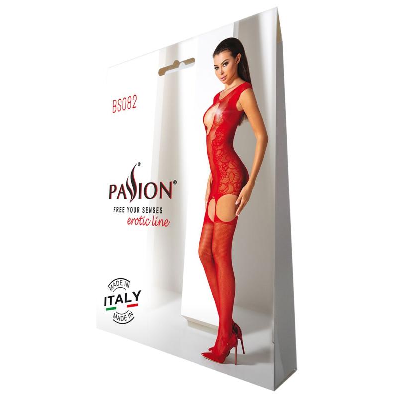 SO4737 Ажурный бодистокинг с чулками Passion BS082 white