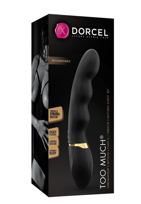 SO3088 Вибратор ультрастимулирующий Dorcel Too Much Rechargeable Black, гибкий и мощный, 3 вибромотора