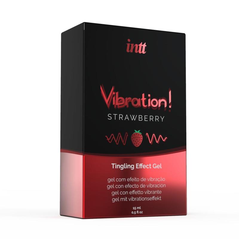 SO2921 Жидкий вибратор Intt Vibration Strawberry (15 мл), густой гель, очень вкусный, действует до 30 минут