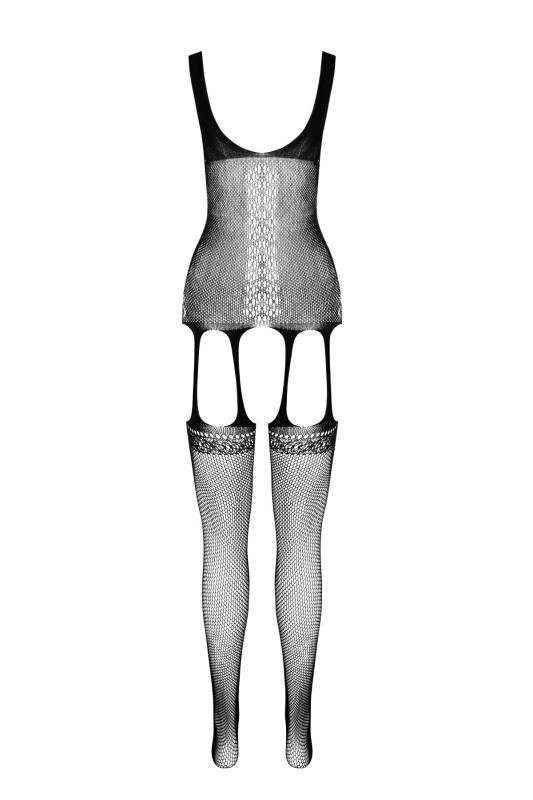 SO7080 Бодистокинг Passion ECO BS007 red, с доступом, силуэтный рисунок, имитация подвязок