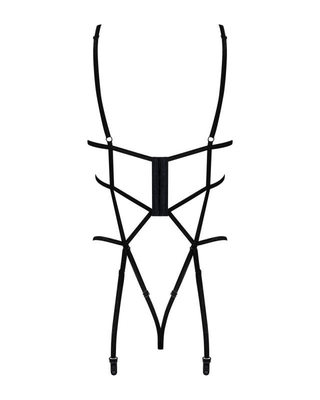 SO7215 Боди из стреп с доступом Obsessive Badossa crotchless teddy S/M, черный
