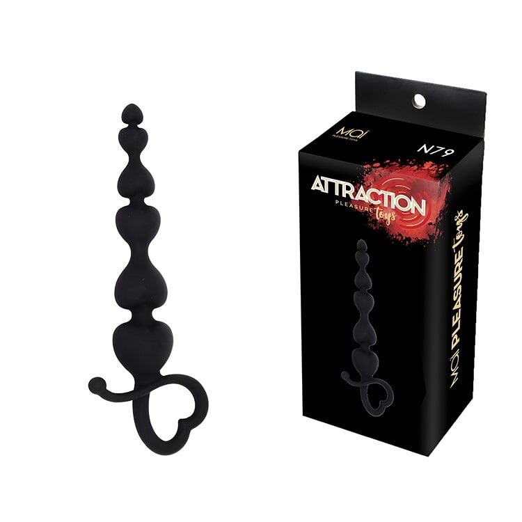 SO4637 Анальные бусы MAI Attraction Toys №79 Black, длина 18см, диаметр 3,1см