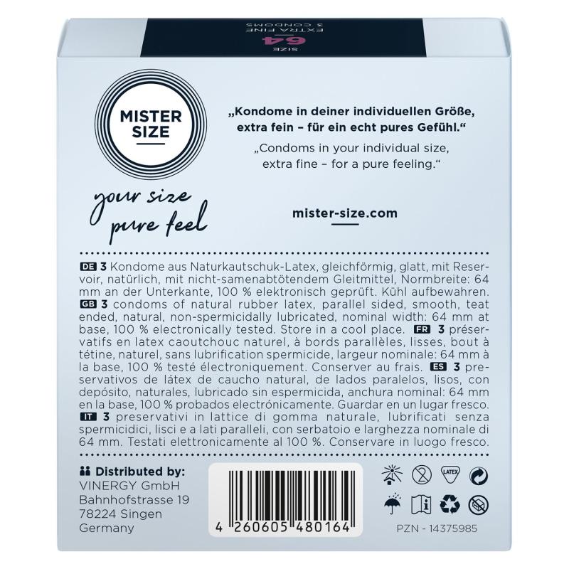 SO8037 Презервативы Mister Size - pure feel - 64 (3 condoms), толщина 0,05 мм