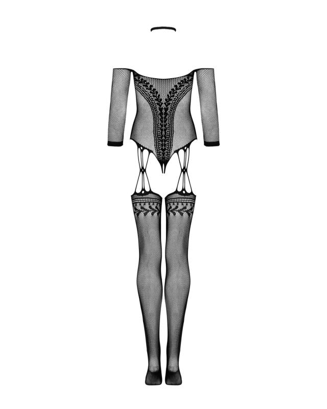 SO7699 Нейлоновый бодистокинг с имитацией чулок Obsessive Bodystocking G333 S/M/L, black, с доступом