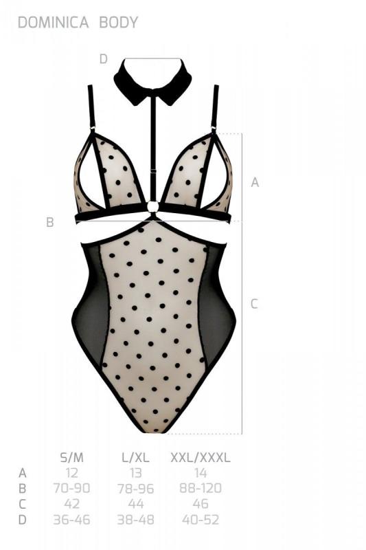 SO8425 Боди с открытой грудью Passion DOMINICA BODY S/M beige, воротник-чокер, корсет