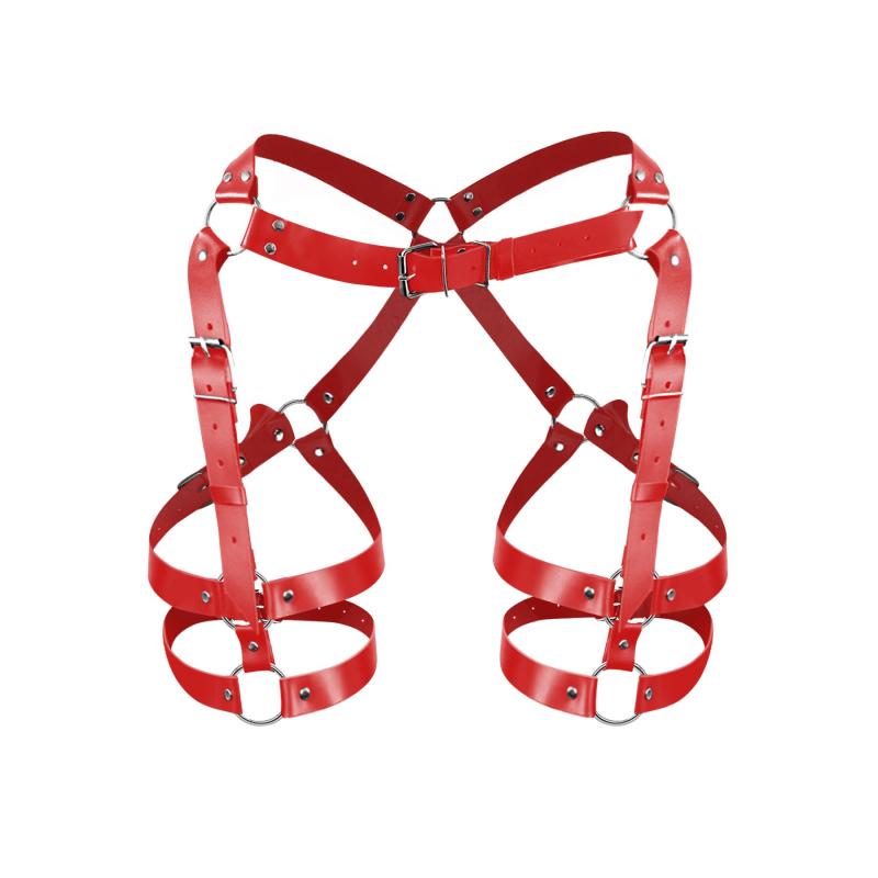 SO7512 Гартеры Art of Sex - Claire, натуральная кожа, размер XS-М, цвет красный