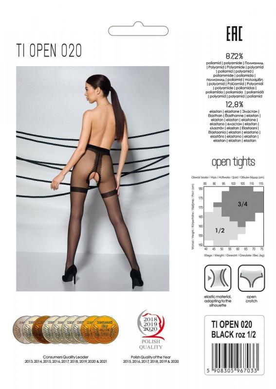 SO8495 Колготки с открытым доступом, имитация чулок Passion TIOPEN 020 black 3/4 (20 den)