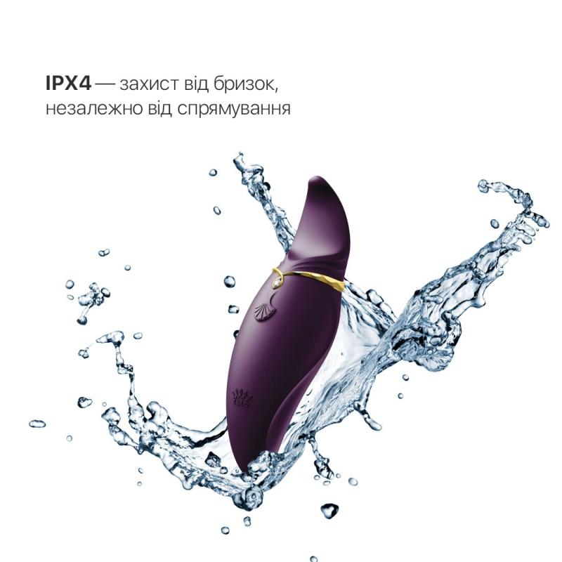 SO6661 Вибратор 2в1 с язычком Zalo — Hero Twilight Purple, кристалл Swarovski