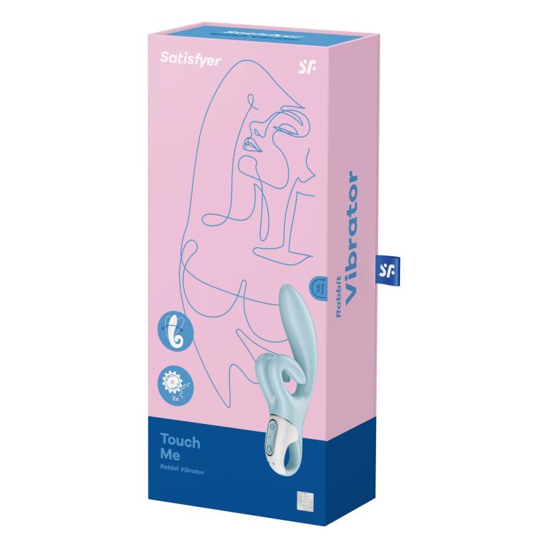 SO7777 Вибратор-кролик Satisfyer Touch Me Blue, двойной отросток, 3 мощных мотора