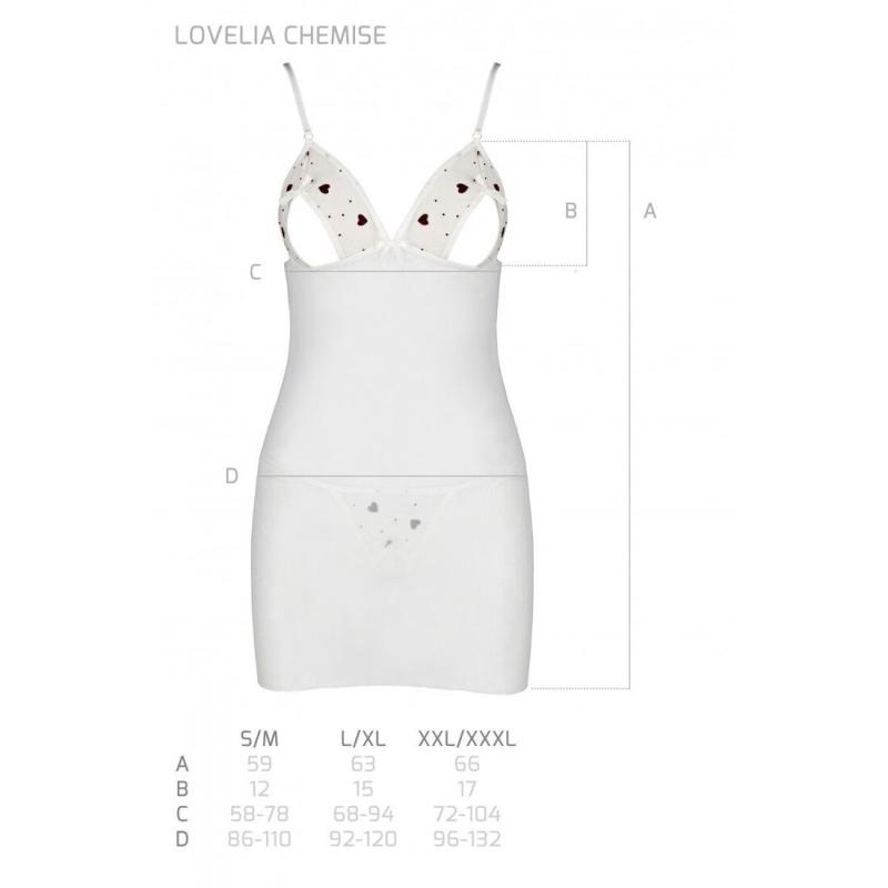 SO4763 Сорочка с вырезами на груди + стринги LOVELIA CHEMISE white S/M - Passion