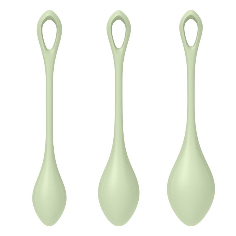 SO5549 Набор йони бусин Satisfyer Yoni Power 2 Light Green, диаметр 2-2,5-3см, вес 22-44-73гр