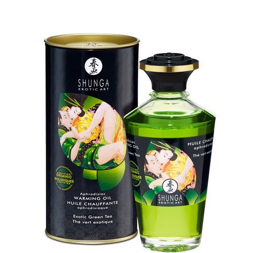 SO2503 Органическое согревающее масло Shunga Aphrodisiac Warming Oil – Exotic green tea (100 мл) без сахара
