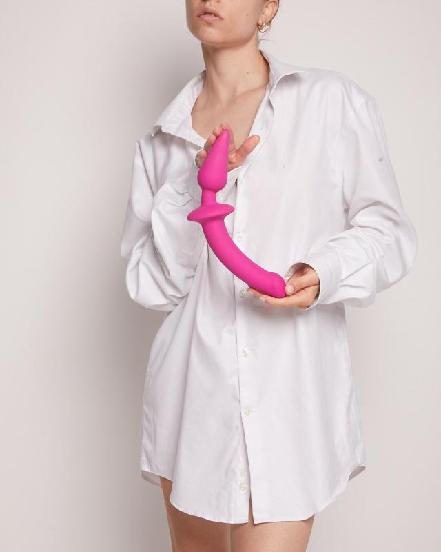 SO6829 Анальная пробка с дилдо 2в1 Strap-On-Me SWITCH PLUG-IN DILDO Fuchsia L, диаметр 4,5/3,4 см