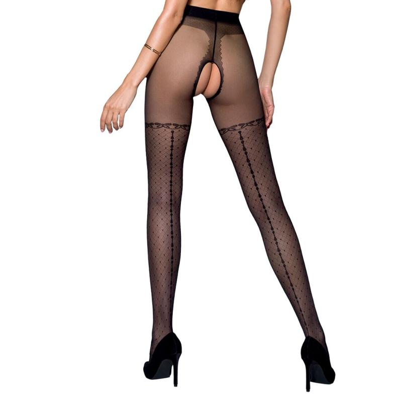SO5823 Колготки с открытым доступом, имитация чулок TIOPEN 014 black 3/4 (20 den) — Passion