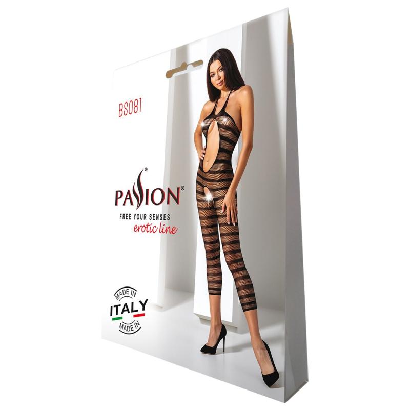 SO4732 Сетчатый бодистокинг с открытым животом Passion BS081 black