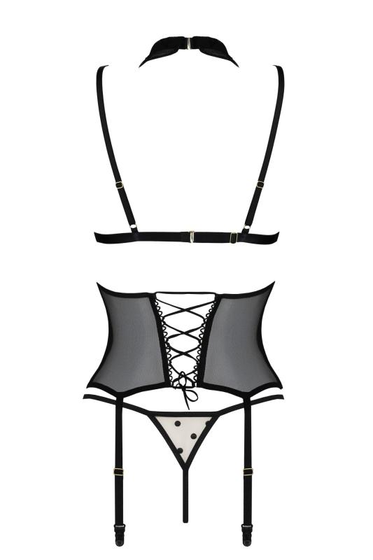 SO8430 Корсет с открытой грудью Passion DOMINICA CORSET L/XL beige, пажи для чулок, стринги