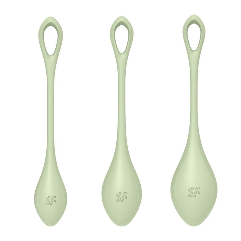 SO5549 Набор йони бусин Satisfyer Yoni Power 2 Light Green, диаметр 2-2,5-3см, вес 22-44-73гр