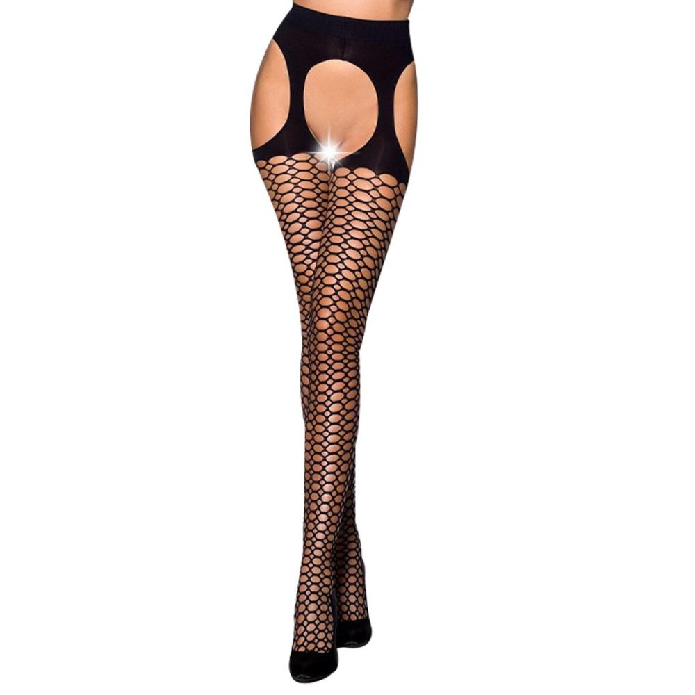 PS24506 Эротические колготки TIOPEN 004 nero 1/2 (fishnet 40 den) - Passion, имитация чулок и пояса