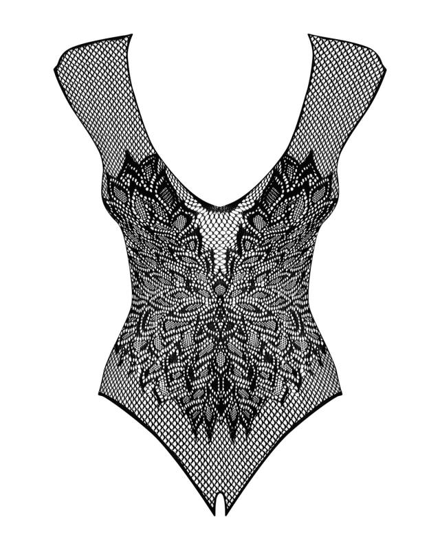 SO7201 Бодістокінг із великої сітки з мереживом Obsessive B112 teddy S/M/L, чорний, з доступом