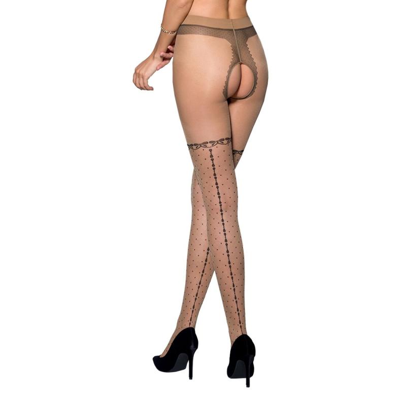 SO5821 Телесные колготки с открытым доступом, имитация чулок TIOPEN 014 beige 5 (20 den) — Passion