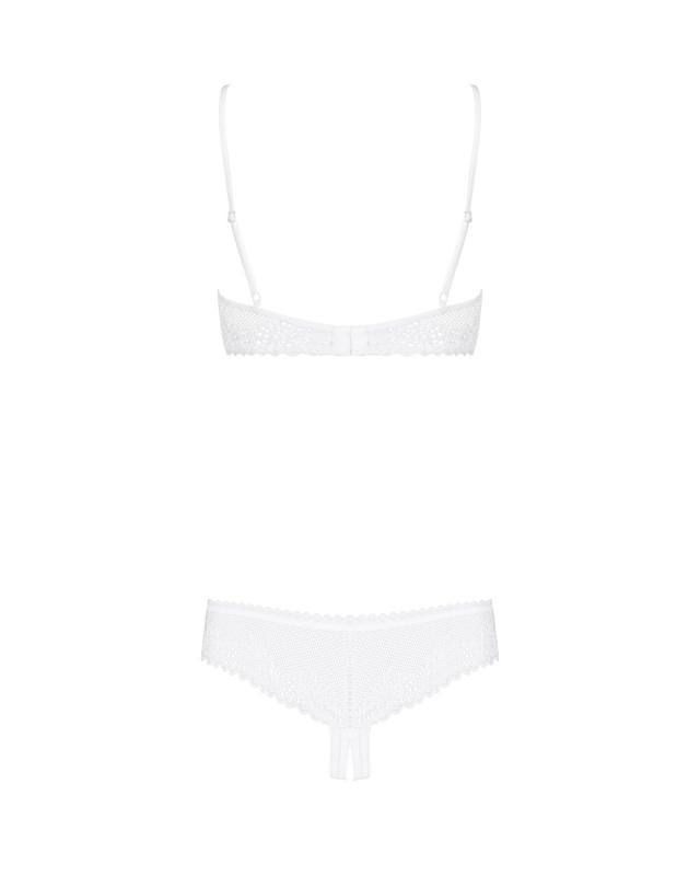 SO7195 Эротический комплект с бюстгальтером-получашкой Obsessive Alabastra L/XL, белый, трусики с доступом