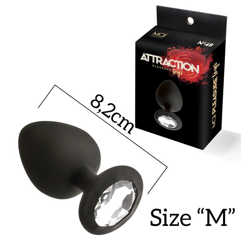 SO4631 Анальная пробка с кристаллом MAI Attraction Toys №48 Black, длина 8,2см, диаметр 3,5см