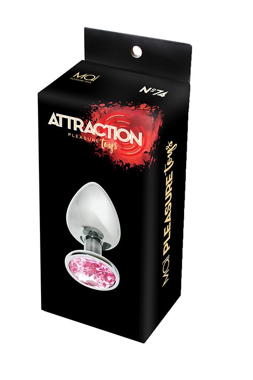 SO4636-R Металлическая анальная пробка с розовым кристаллом MAI Attraction Toys №74 (мятая упаковка)
