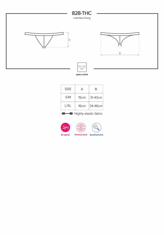 SO7173 Кружевные танга с доступом Obsessive 828-THC-1 crotchless thong S/M, черные