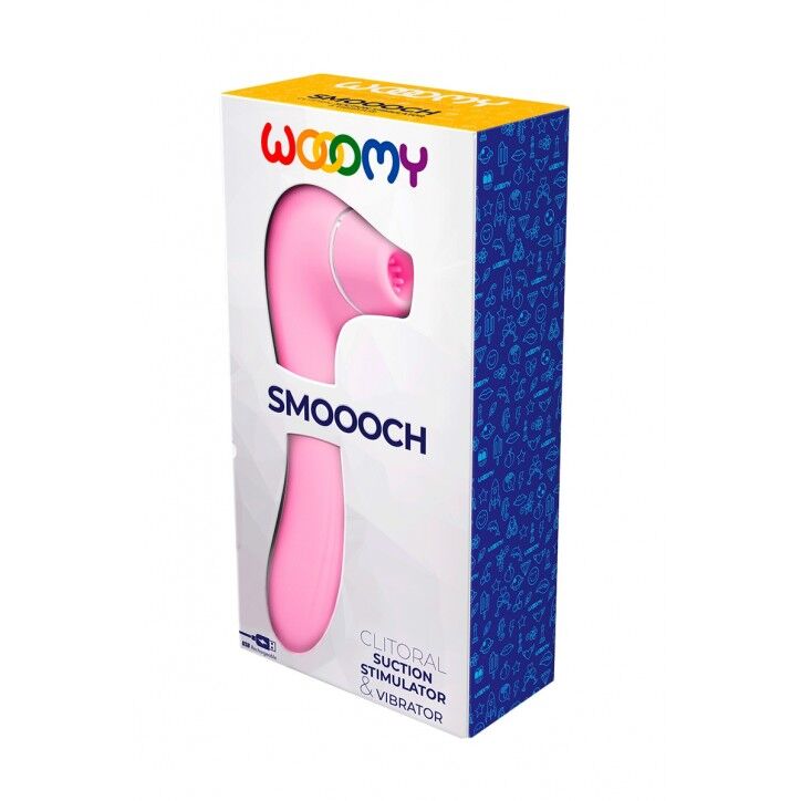 SO7409 Вакуумный стимулятор с вибрацией Wooomy Smoooch Pink Clitoral Suction & Vibration, 10х2 режимов