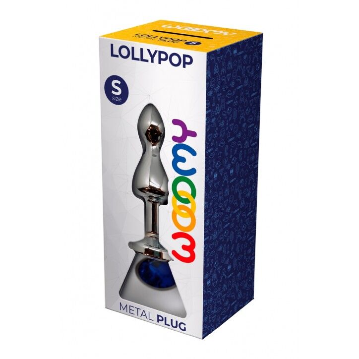 SO7415 Металлическая анальна пробка Wooomy Lollypop Double Ball Metal Plug Blue S, диаметр 2,8 см, длина 8,