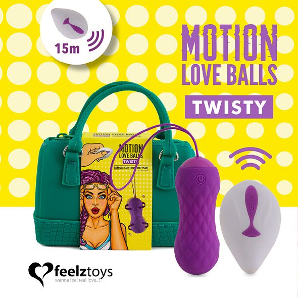 SO3853 Вагинальные шарики с массажем и вибрацией FeelzToys Motion Love Balls Twisty с пультом ДУ, 7 режимов